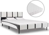 Decoways - Bed met matras kunstleer wit en zwart 120x200 cm