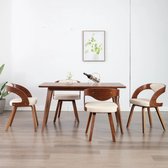 Decoways - Eetkamerstoelen 4 stuks gebogen hout en kunstleer crème