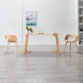 Decoways - Eetkamerstoelen 2 stuks gebogen hout en kunstleer crème