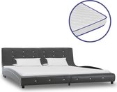Decoways - Bed met traagschuim matras kunstleer grijs 180x200 cm
