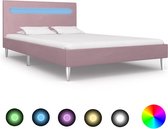 Decoways - Bedframe met LED stof roze 120x200 cm