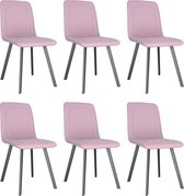 Decoways - Eetkamerstoelen 6 stuks fluweel roze