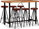Decoways - 7-delige Barset massief acaciahout en echt leer