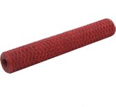 Decoways - Kippengaas 25x1 m staal met PVC coating rood