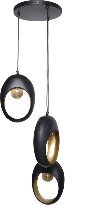 Lampe à suspension Golden Egg Zwart / Or