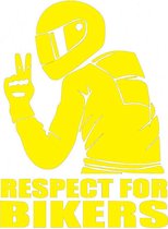 Respect for bikers sticker - Auto stickers - Auto accessories - Stickers volwassenen - 11 x 15 cm Geel