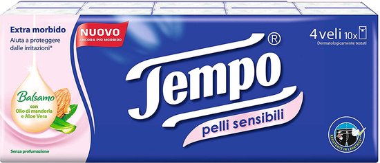 Tempo Plus - Zakdoekjes - Soft & Sensitive - balsem met Amandelolie & Aloë  Vera - 30 x... | bol.com