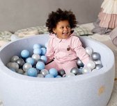 Baby ballenbad 90x30 cm rond voor kleine kinderen (lichtgrijs: parel mint-parel zilver/150 ballen)