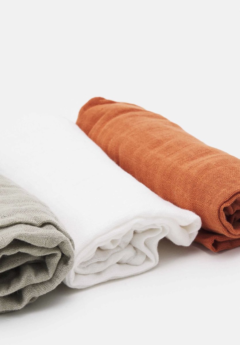 Goedkoopste Lassig Swaddle & Burp Blanket Rust/Olive/Milky 3 Stuks Hydrofiel Luier 1312008989
