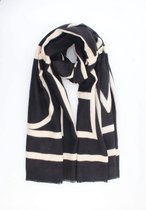 Sabrina scarf- Viscose- Omslagdoek- Cosy chic- Luxe cadeau- Sjaal met geografische prints-Sjaal dames-  Herfst sjaal- Vrouwen- Travel scarf- Stola- Zwart chocolade bruin zand