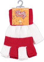 Apollo - Kinder handschoenen vingerloos - Rood-wit - one size - Vingerloze handschoenen kinderen - Carnaval - Party - Feestartikelen