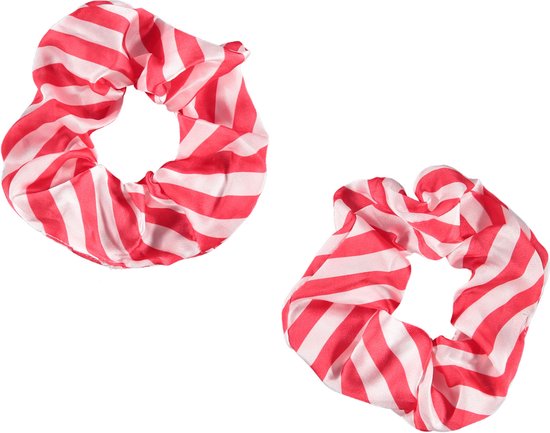 Apollo - Feest schrunchie - 2 stuks rood-wit one size - Carnaval accessoires - Carnaval - Feestkleding