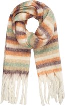 Sjaal - Gestreepte sjaal - Sjaal dames - Trendy sjaal - Winter sjaal - Scarf - Beige - Bruin