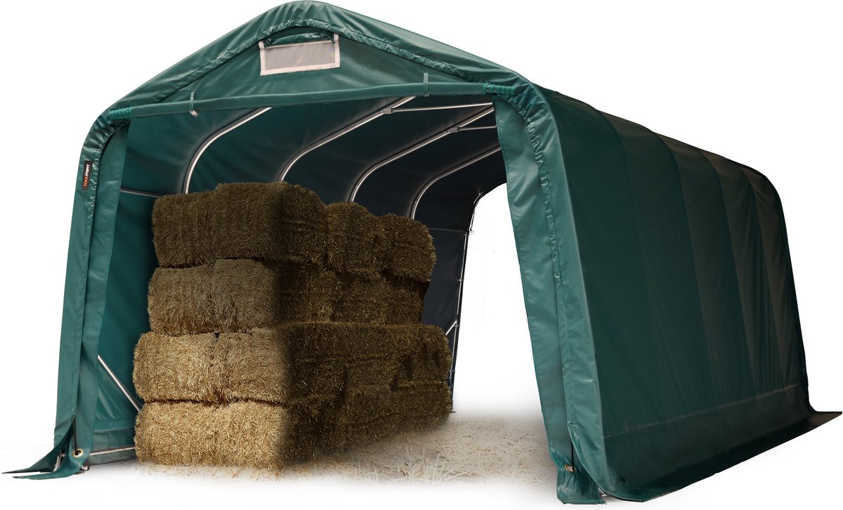 Stabiele weidetent 3,3x6 m PVC-zeil 2300N weidetent onderdak, voor betonondergrond, groen