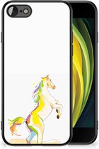 GSM Hoesje Geschikt voor iPhone 7/8/SE 2020/2022 Leuk TPU Back Case met Zwarte rand Horse Color