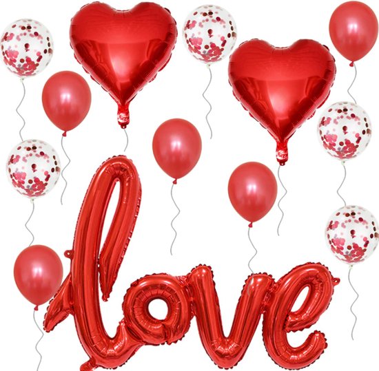 12 Pcs Valentijnsdag Decoratie- Romantische bruiloft I love U Hart Folie Ballonnen