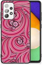 Smartphone Hoesje Geschikt voor Samsung Galaxy A52 | A52s (5G/4G) Back Case TPU Siliconen Hoesje met Zwarte rand Swirl Pink