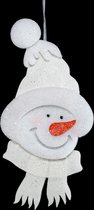 Sneeuwpop hoofd van dacron met glitter finish, 80 cm