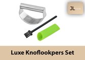 Luxe Knoflookpers/Gemberpers - Vaatwasser Bestendig - Met Gratis Borstel & Siliconen Peller