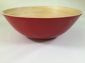 Bamboe schaal 25cm rood - serveerschaal- slakom -saladeschaal- houten schaal