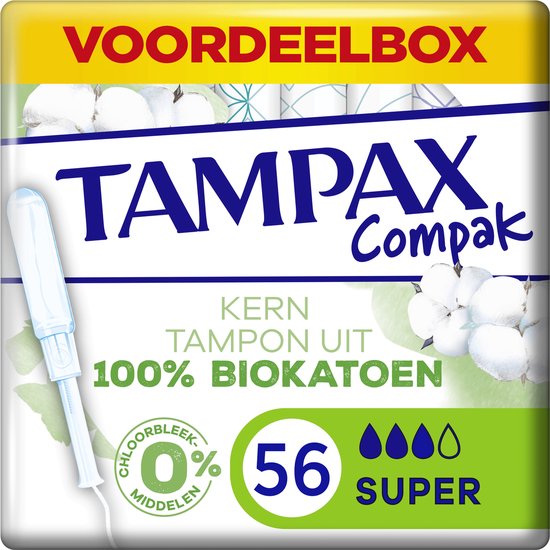 Tampax Cotton Protection Compak - Super - Tampons Met Inbrenghuls - 56 stuks