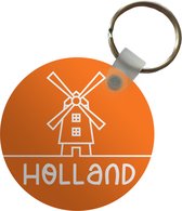 Sleutelhanger - Holland - Molen - Oranje - Plastic - Rond - Uitdeelcadeautjes