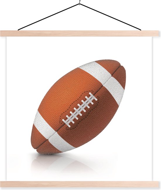 Schoolplaat Een illustratie van een rugbybal 60x60 cm Blanke latten