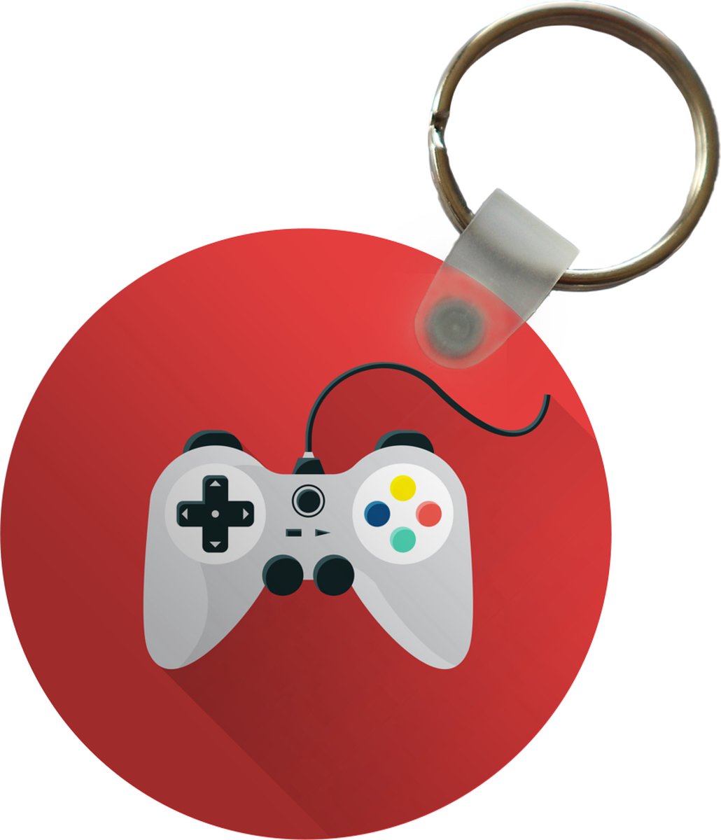 Sleutelhanger - Controller - Gamen - Rood - Plastic - Rond - Uitdeelcadeautjes