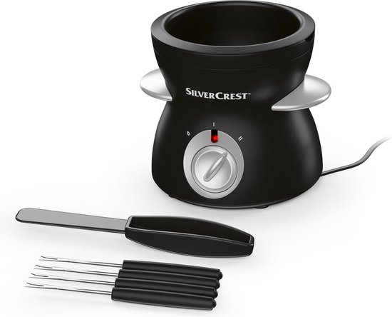 SILVERCREST Elektrische mini chocoladefondue - Geniet van een heerlijk chocoladedessert met deze elektrische chocoladefondue - Vermogen: 25 W Inhoud: 250 ml  - Incl. 4 fonduespiesen en spatel - Antislipvoeten — afbeelding 5
