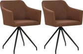 Decoways - Eetkamerstoelen 2 stuks draaibaar stof bruin