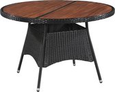 Decoways - Tuintafel 115x74 cm poly rattan en massief acaciahout