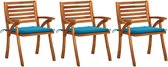 Decoways - Tuinstoelen 3 stuks met kussens massief acaciahout