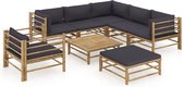 Decoways - 8-delige Loungeset met donkergrijze kussens bamboe