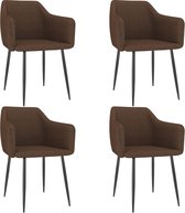 Decoways - Eetkamerstoelen 4 stuks stof bruin