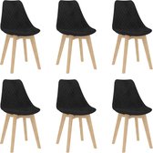 Decoways - Eetkamerstoelen 6 st fluweel zwart