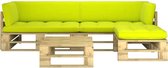 Decoways - 4-delige Loungeset pallet met kussens groen geïmpregneerd hout