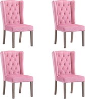 Decoways - Eetkamerstoelen 4 stuks fluweel roze