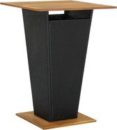 Decoways - Bartafel 80x80x110 cm poly rattan en massief acaciahout zwart