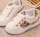 Kinder sneakers met glitter & panter print | wit rose gold | maat 26