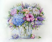 Schilderen op nummer - Summer Bouquet with Blue Hydrangea - zomerboeket - 40x50 cm - compleet pakket