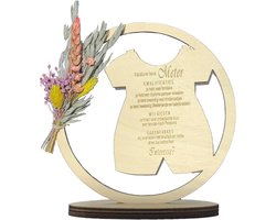 Hoepel en droogbloemen Wil jij mijn Meter zijn? | grijs | romper | vacature cadeau | meter vragen | meter worden | peettante vragen | peettante worden