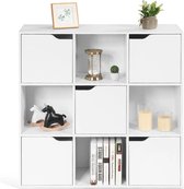 MEUBELEXPERT-5 Storage Cube Boekenkast met deuren 90 x 29 x 90 cm Wit