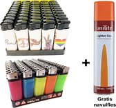 100 stuks Aanstekers - 50 stuks wegwerp aansteker en 50 stuks klik aanstekers navulbaar met Gratis gasfles