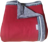 Grote handgemaakte woondeken of plaid donkerrood grijs 200 x 150 cm