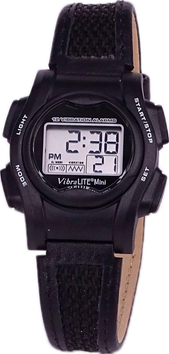 Goedkoopste Herinneringshorloge -Alarmhorloge- plashorloge- Vibralite Mini- 12 alarmen - Zwart