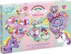 foto van Totum Unicorn 3 in 1 creativity set - XL complete knutselset 3 activiteiten met eenhoorn en regenboog thema - diamond painting, armbandje en lichtslinger maken