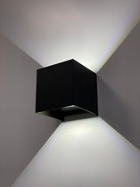 Lura Life - Design Wandlamp Kubus - LED  - Zwart - 3000K Warm wit - IP65 Waterdicht - Muurlamp - Geschikt voor binnen & buiten