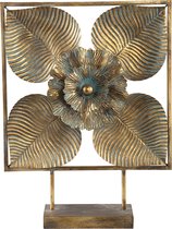 PTMD - Ornament - Suri - Goud - Metaal - Staand met bloem - vierkant - L42xB12xH55cm