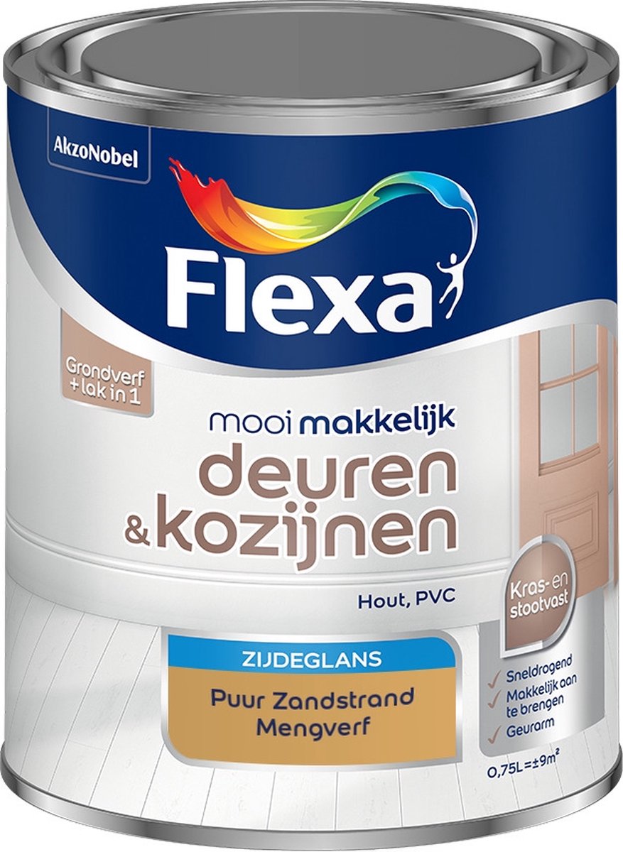 Flexa Mooi Makkelijk Verf - Deuren en Kozijnen - Mengkleur - Puur Zandstrand - 750 ml
