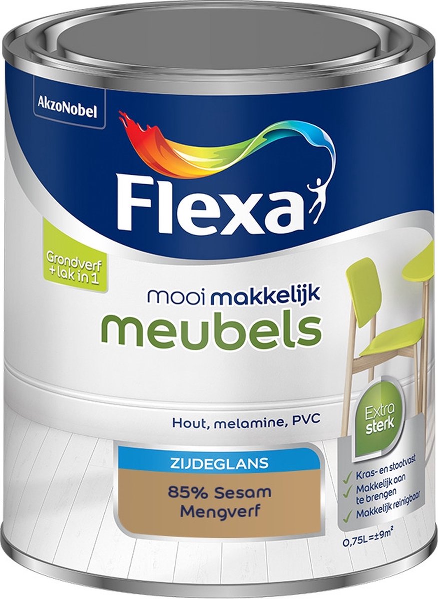 Flexa Mooi Makkelijk Verf - Meubels - Mengkleur - 85% Sesam - 750 ml